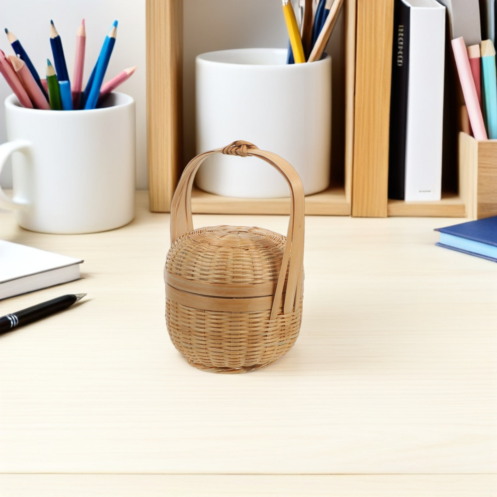 Sustainable Living Spaces - El yapımı bambu mini örgü saklama